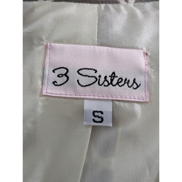 3 Sisters Jacket Coat S(4-6) Open Front Dressy USA Made Geometric Taupe Brown - Picture 12 of 15